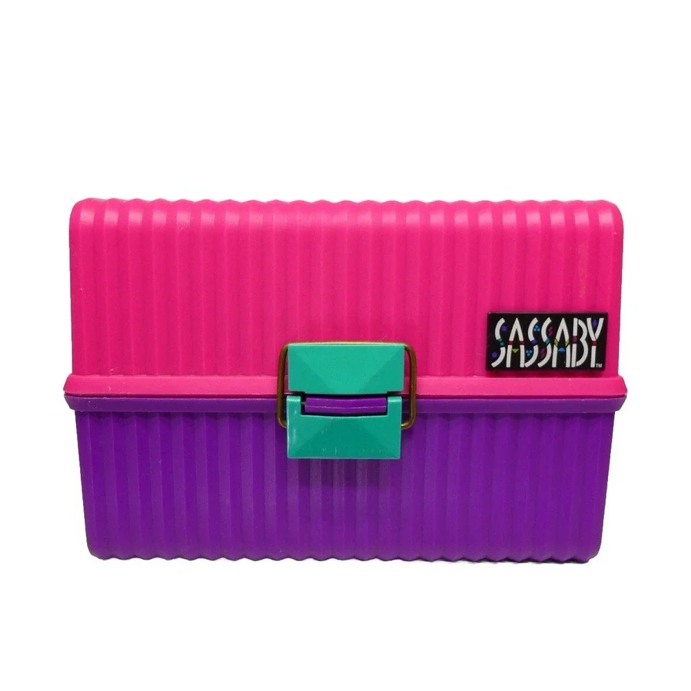 Vintage 80s Sassaby Makeup Case Caboodle Jewelry Organizer 1990s Tri Color